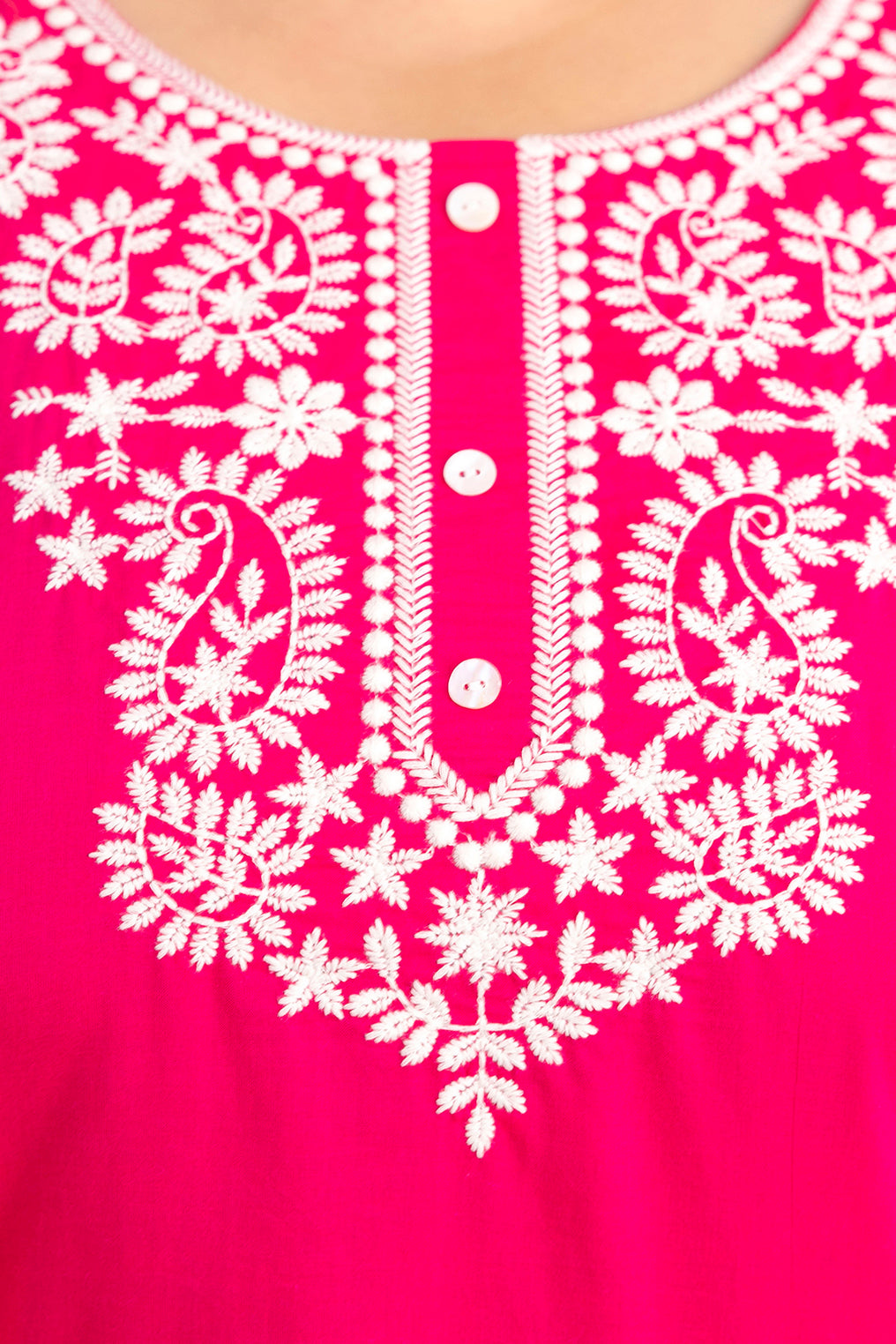 Pink Embroidered Pure Cotton Top