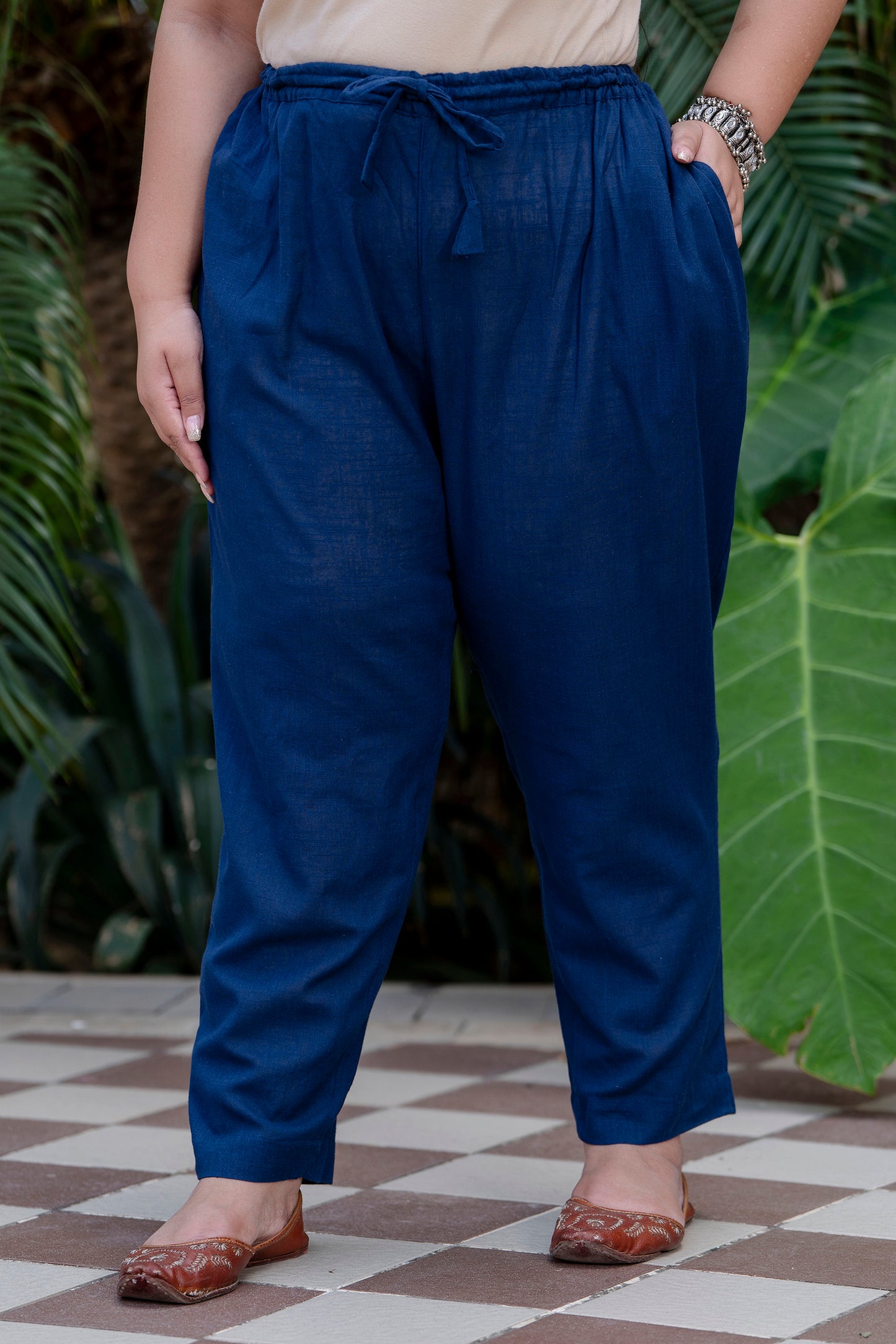 Blue Cotton Trouser