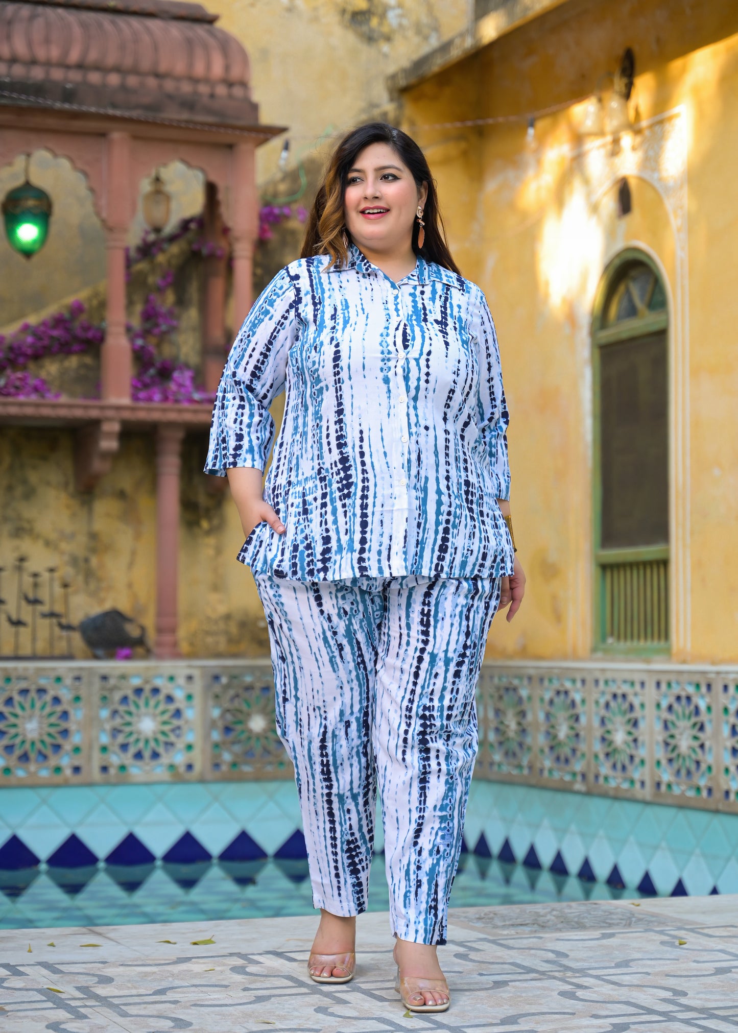 Blue Tie-Dye Print Co-Ord Set