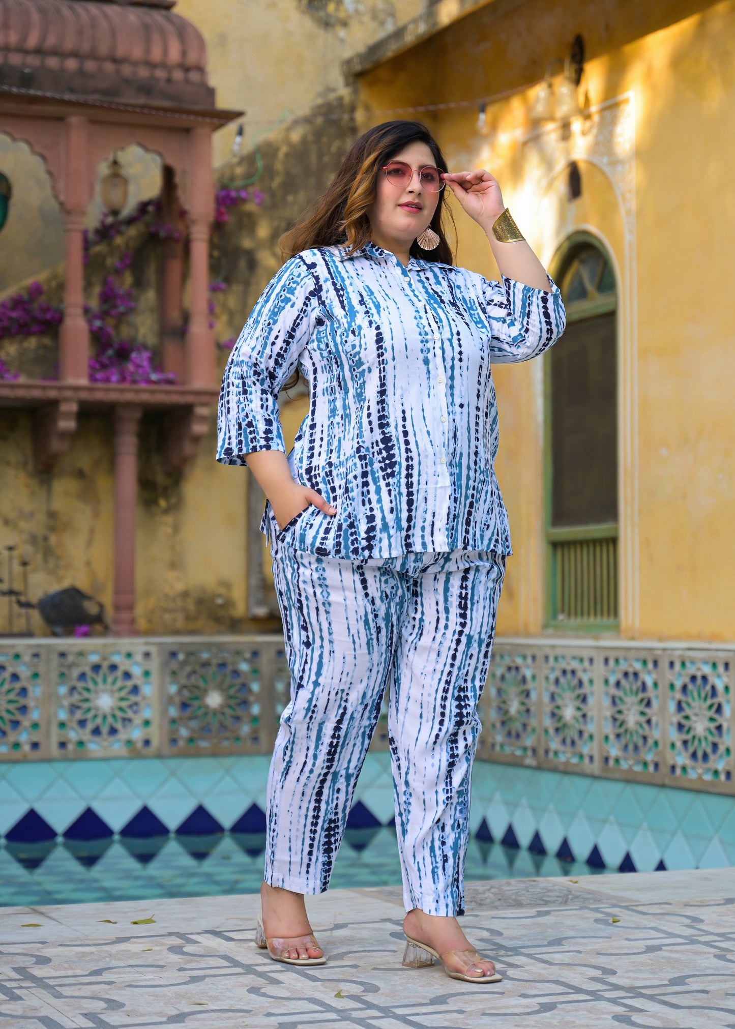 Blue Tie-Dye Print Co-Ord Set