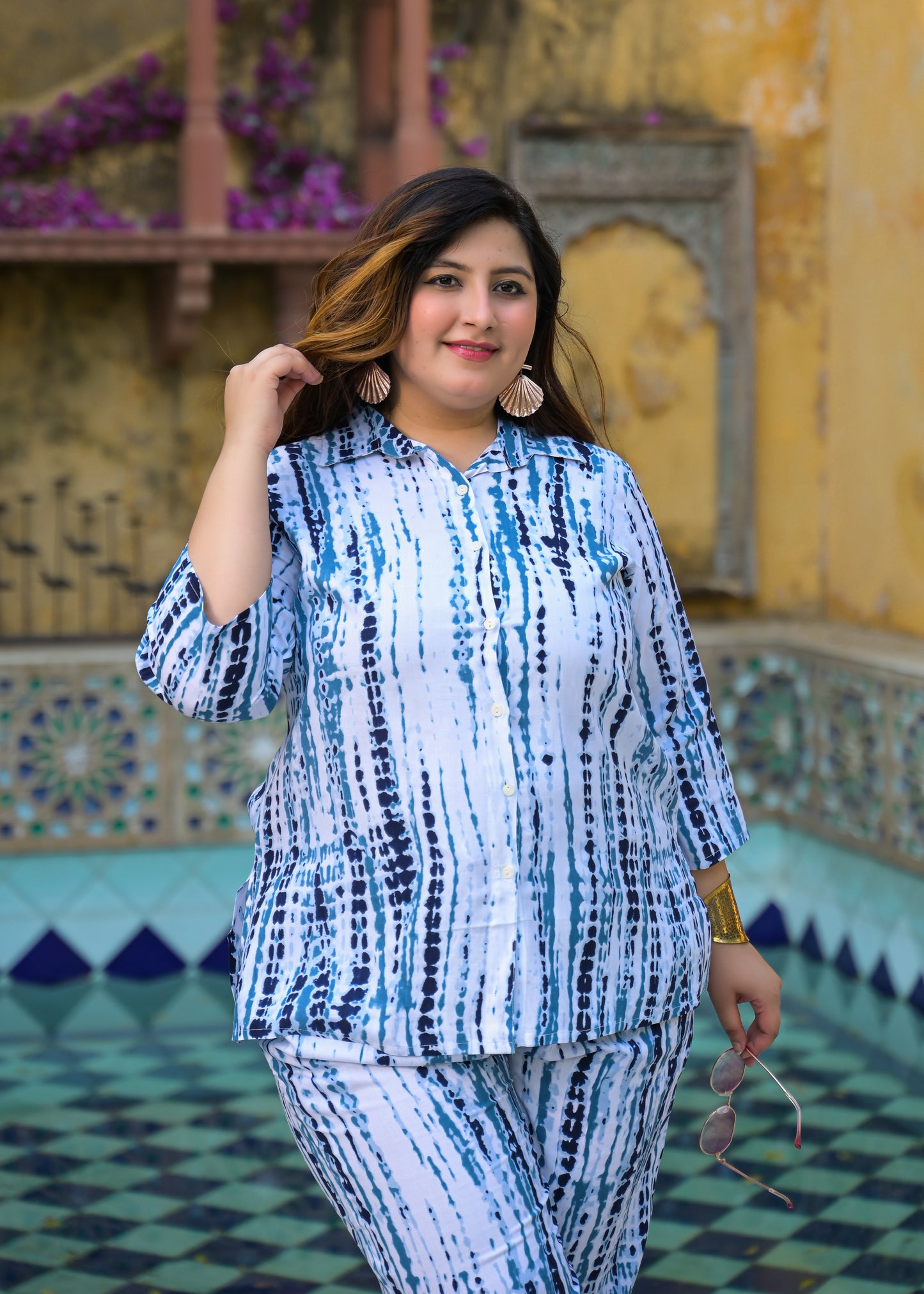 Blue Tie-Dye Print Co-Ord Set