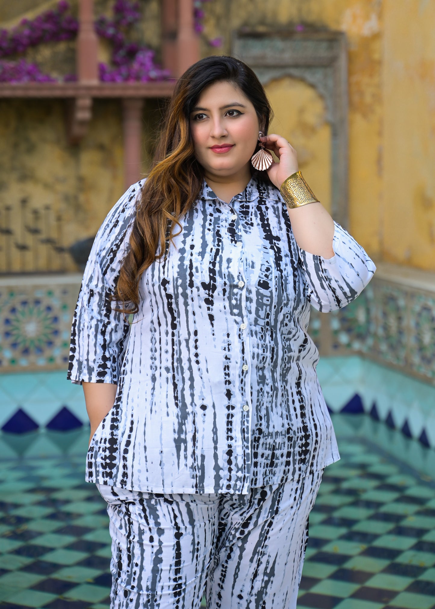 Black Tie-Dye Print Co-Ord Set