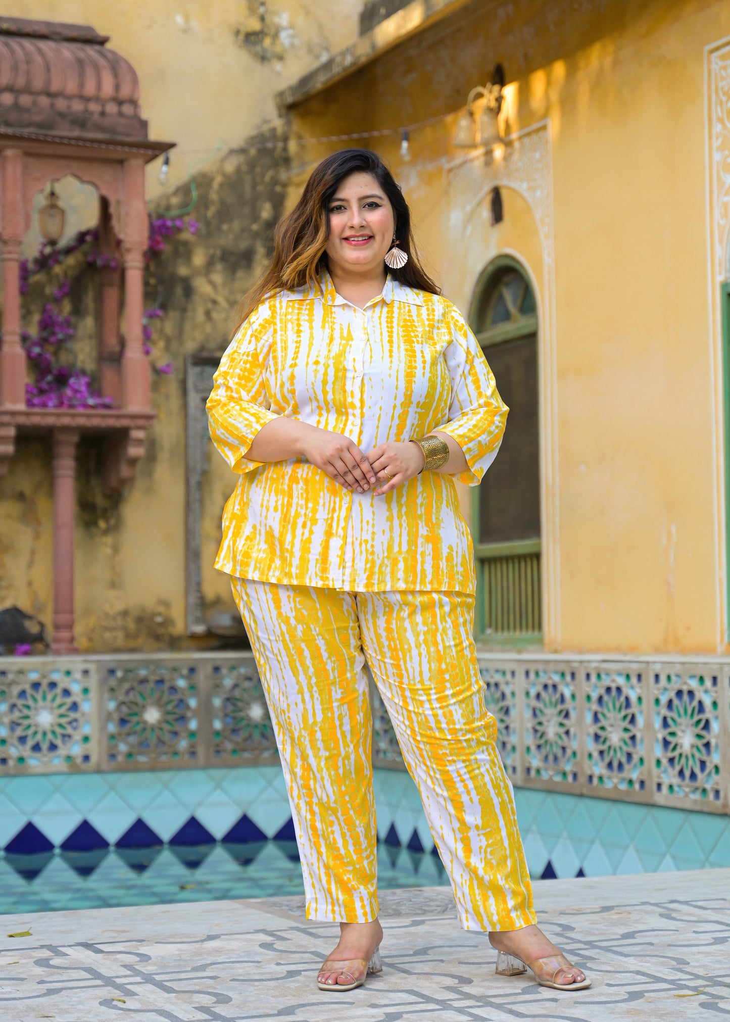 Yellow Tie-Dye Print Co-Ord Set