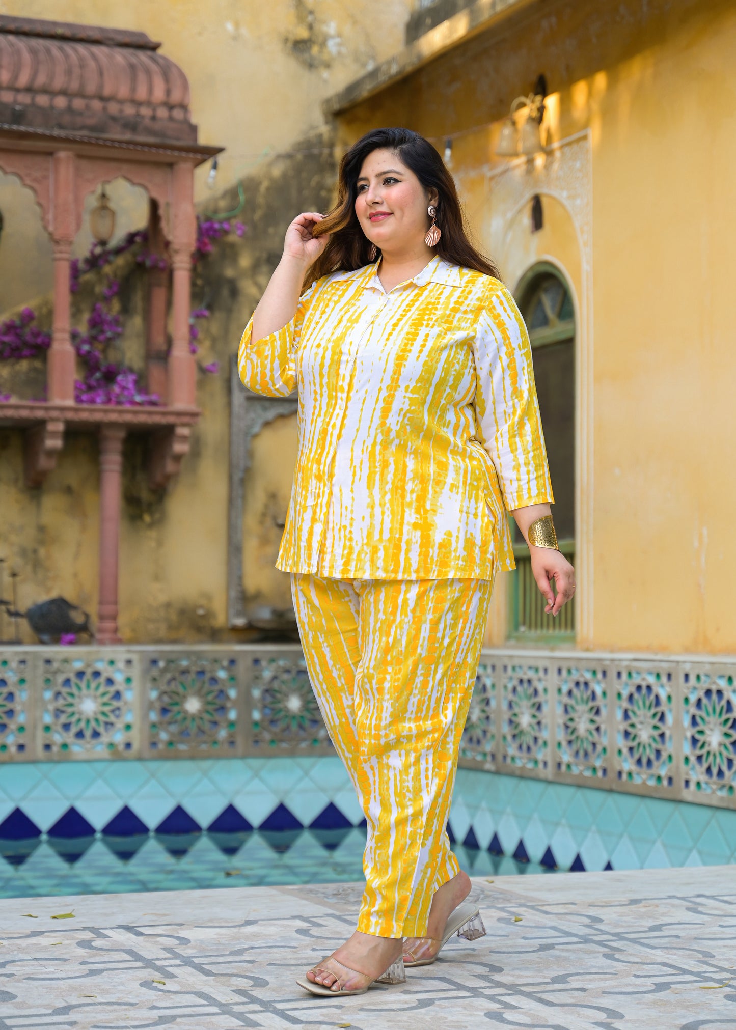 Yellow Tie-Dye Print Co-Ord Set