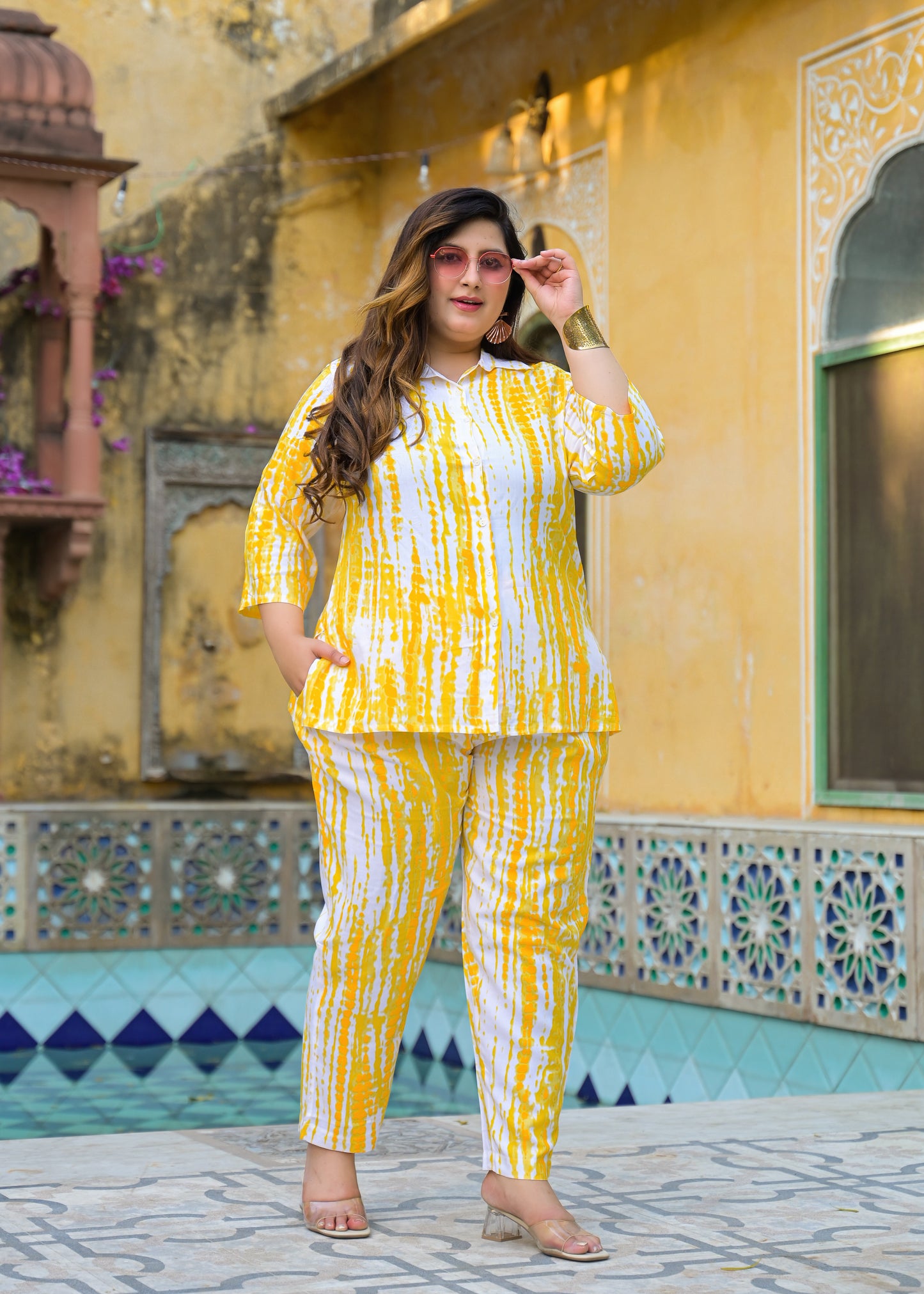 Yellow Tie-Dye Print Co-Ord Set