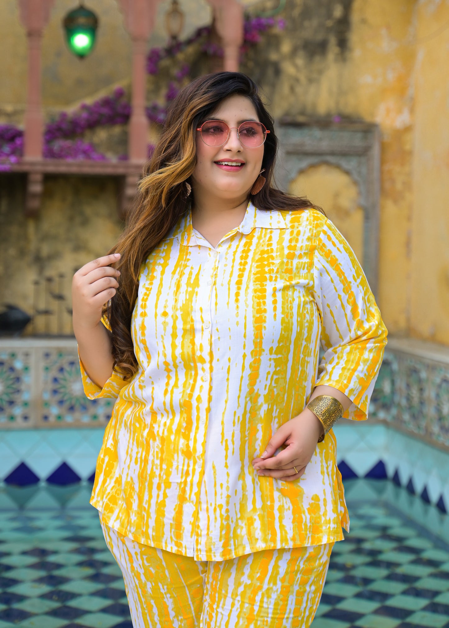 Yellow Tie-Dye Print Co-Ord Set