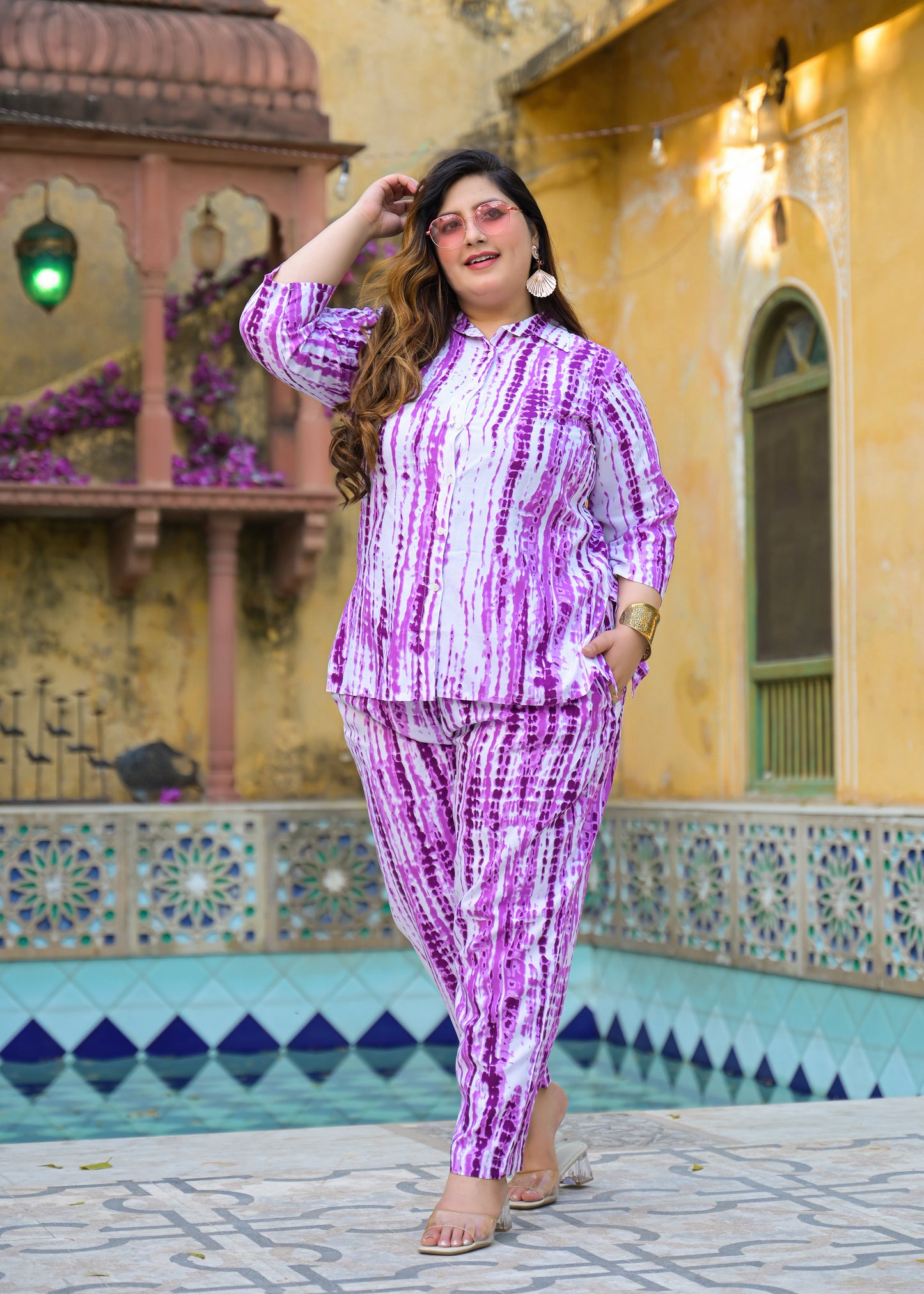 Purple Tie-Dye Print Co-Ord Set