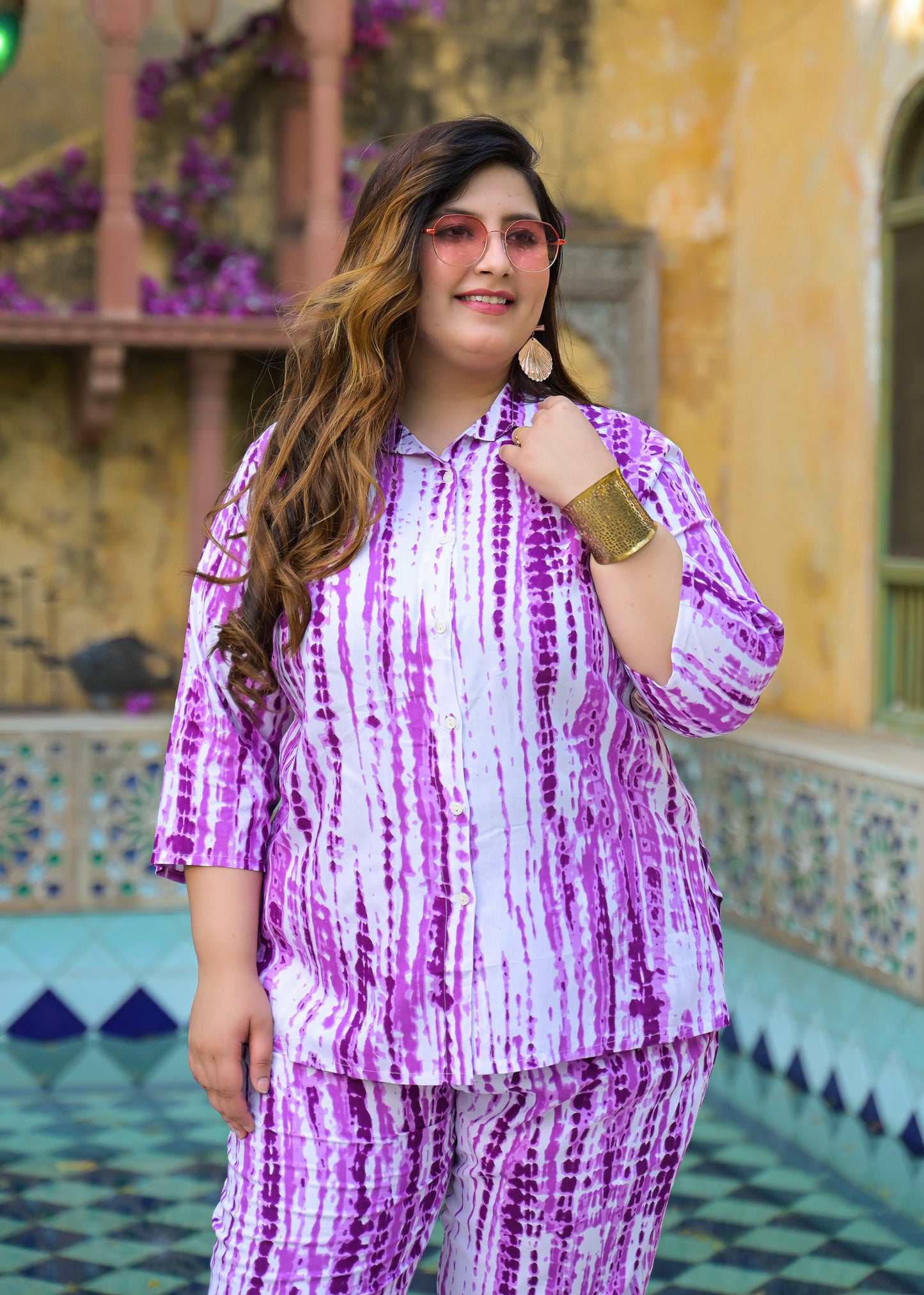 Purple Tie-Dye Print Co-Ord Set