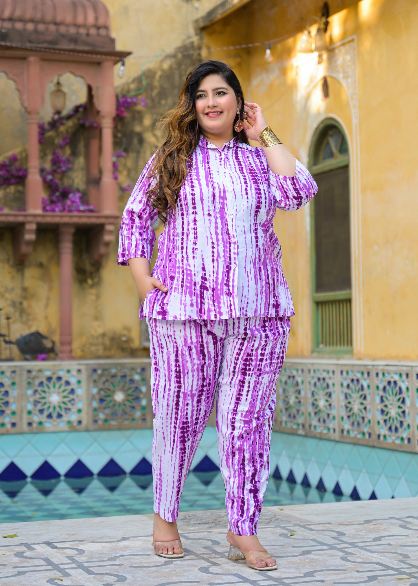 Purple Tie-Dye Print Co-Ord Set