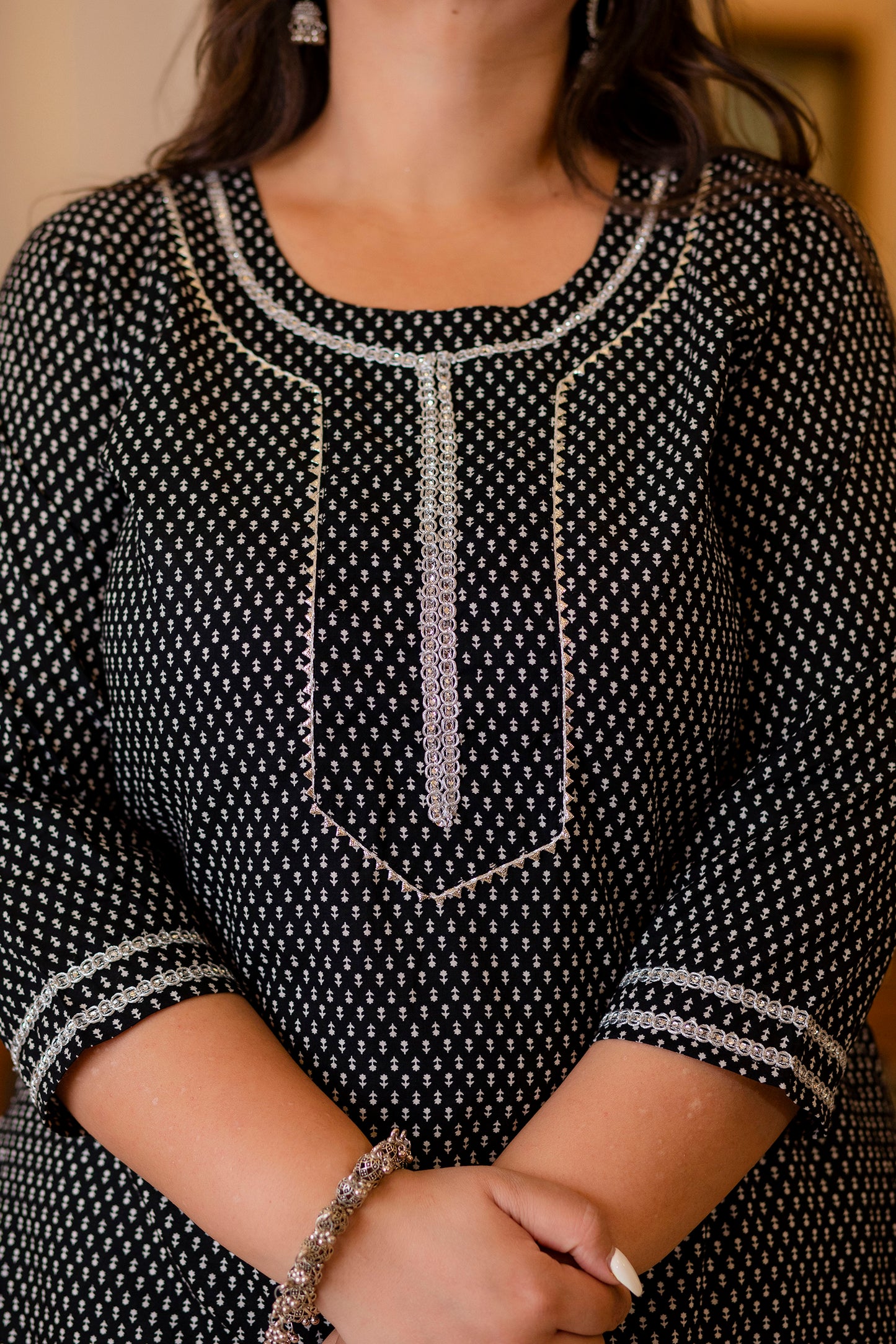 Black Pure Cotton Straight Kurti