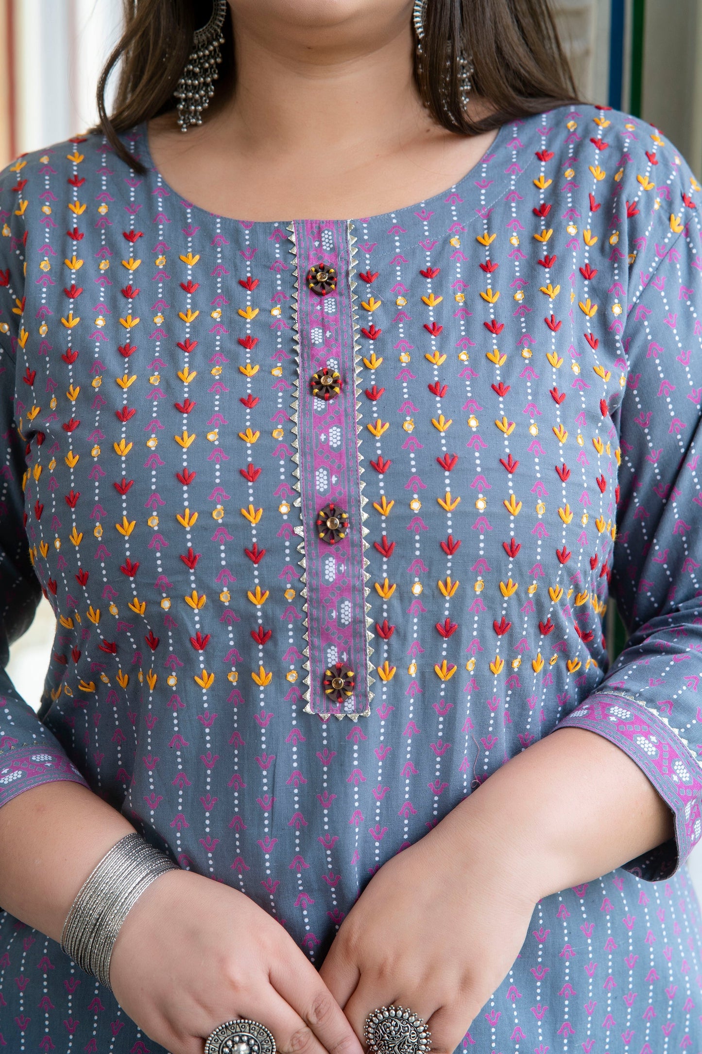 Grey Pure Cotton Kurta Pant Set