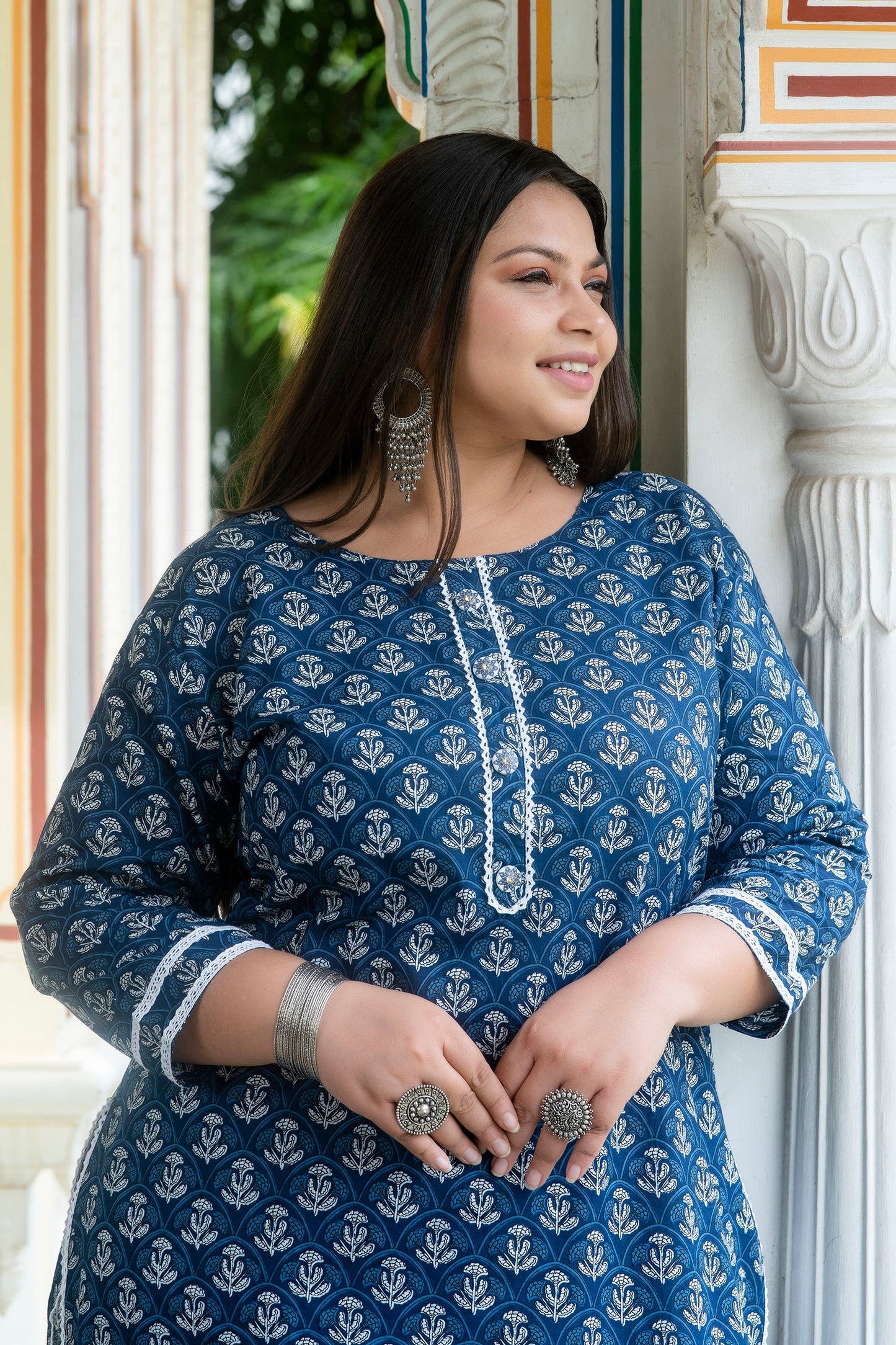 Blue Pure Cotton Kurta Pant Set