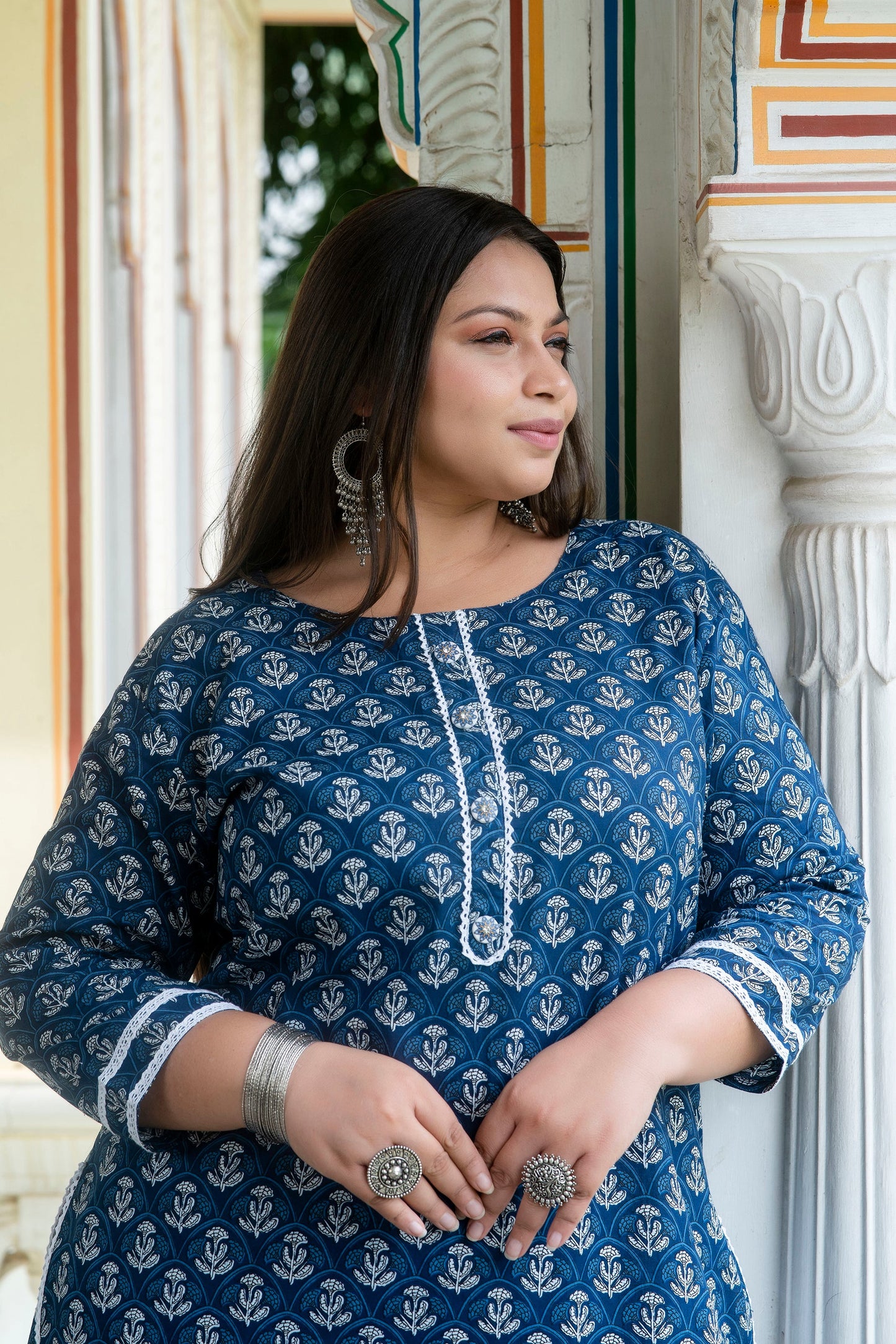 Blue Pure Cotton Kurta Pant Set