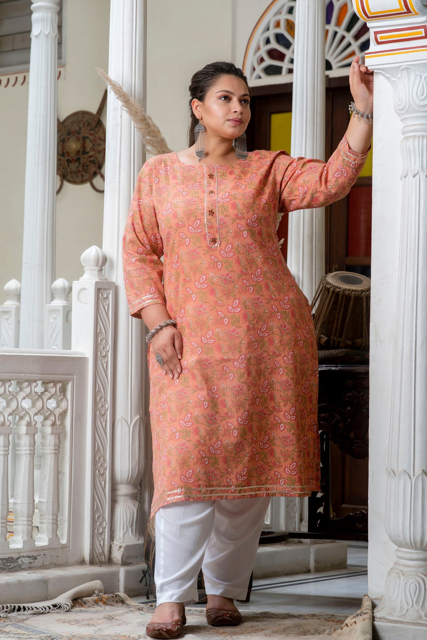 Gajari Cotton Straight Kurti With Pant Set