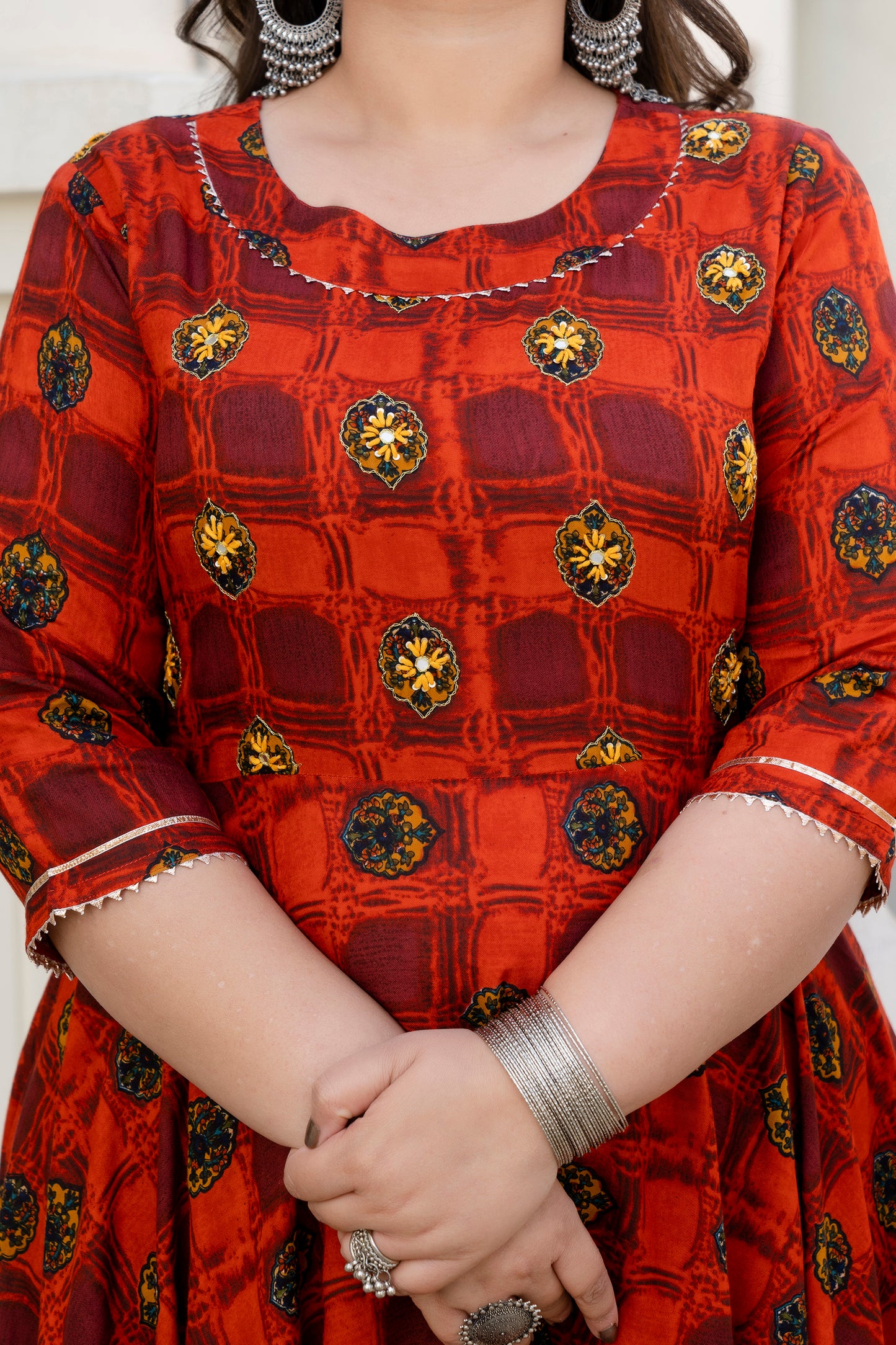 Maroon Plus Size Anarkali Kurti With Hand Work