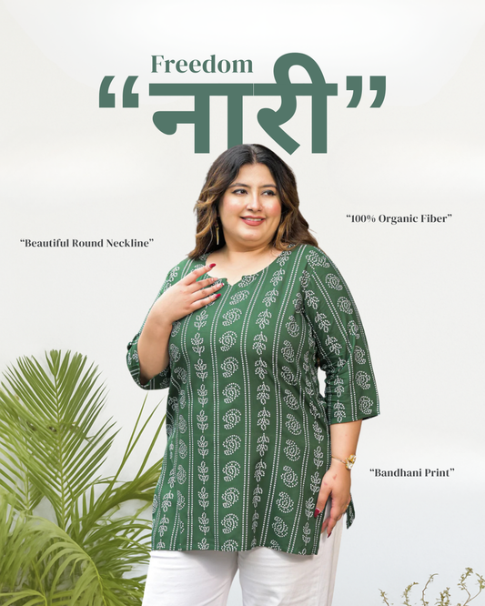 Green Bandhani Print Ethnic Top