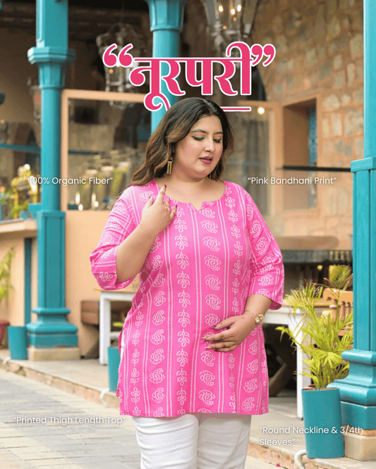 Pink Bandhani Print Ethnic Top