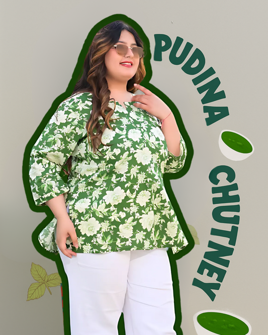 Green Printed Pure Cotton Top