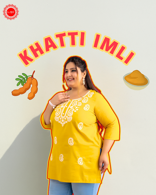 Plus Size Yellow Embroidered Pure Cotton Top