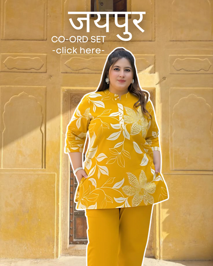 Yellow Floral Print Pure Cotton Co-Ord Set