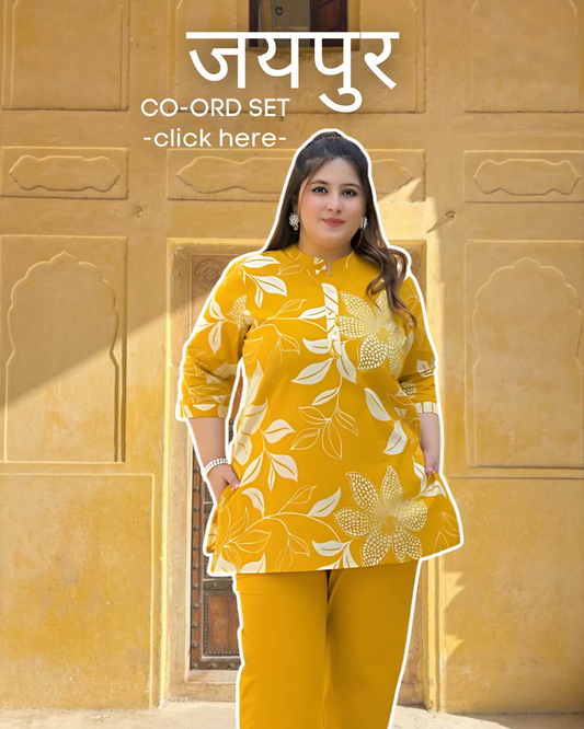 Yellow Floral Print Pure Cotton Co-Ord Set