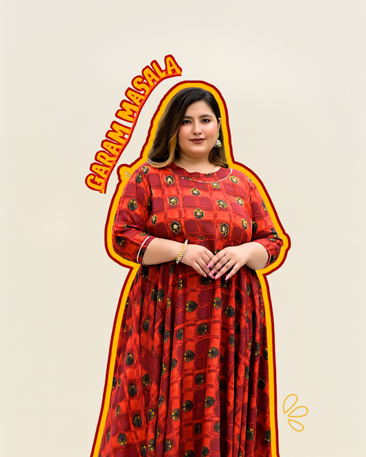 Maroon Plus Size Anarkali Kurti With Hand Work