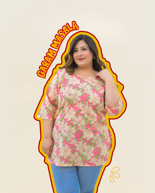 Pink Printed Pure Cotton Top