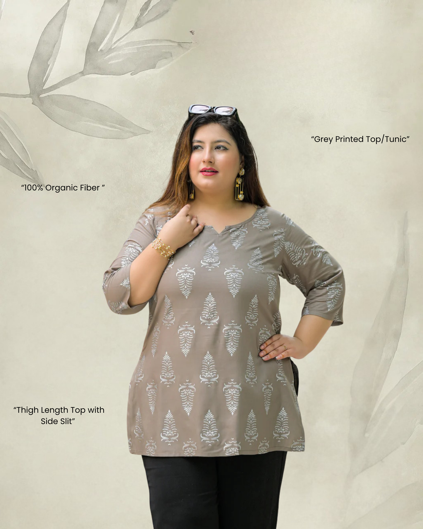 Grey Printed Top/Tunic