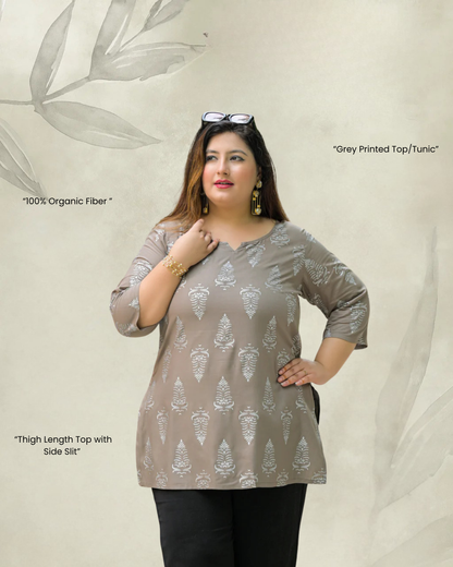 Grey Printed Top/Tunic