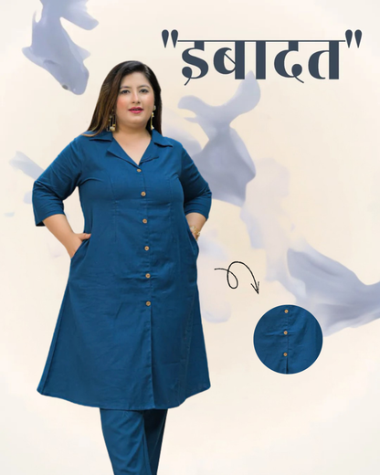 Teal Blue Collared Co-Ord Set