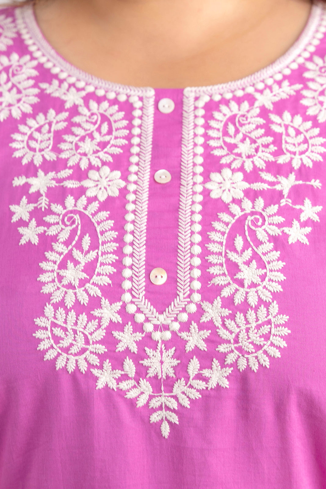 Purple Embroidered Pure Cotton Top