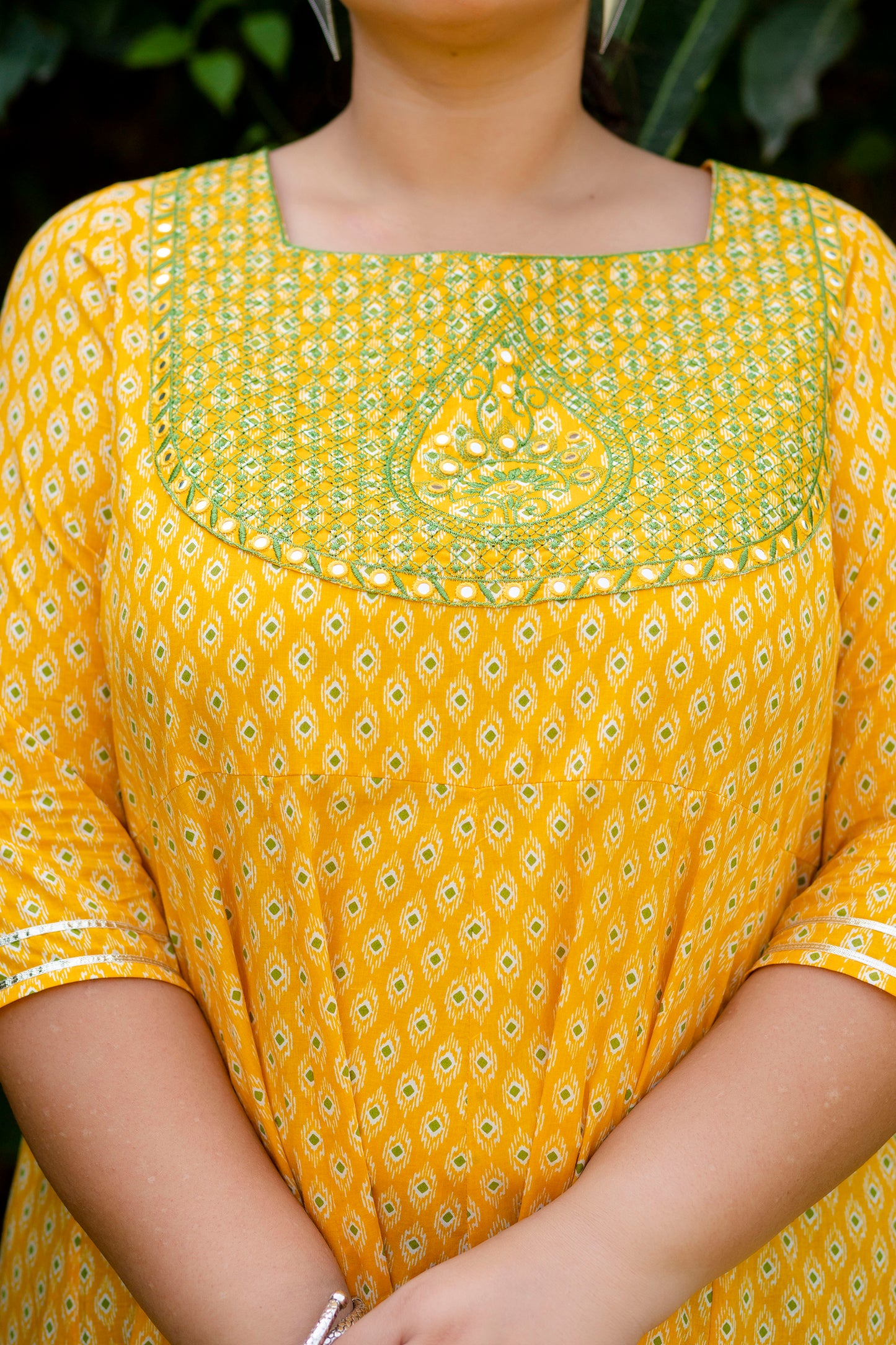 Yellow Embroidered Anarkali Kurta Dupatta Set