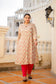 Beige Front Slit Princess Cut 'A' Line Kurta