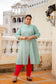 Sea Green Front Slit Princess Cut 'A' Line Kurta