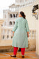 Sea Green Front Slit Princess Cut 'A' Line Kurta