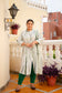 Green Front Slit Princess Cut 'A' Line Kurta