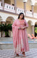 Pink Embroidered Anarkali Kurta & Dupatta Set (Pure Cotton)