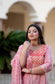 Pink Embroidered Anarkali Kurta & Dupatta Set (Pure Cotton)