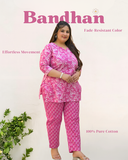 Pink Floral Print Pure Cotton Co-Ord Set