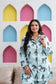Light Sky Blue Printed Night Suit Shirt & Pajama Set