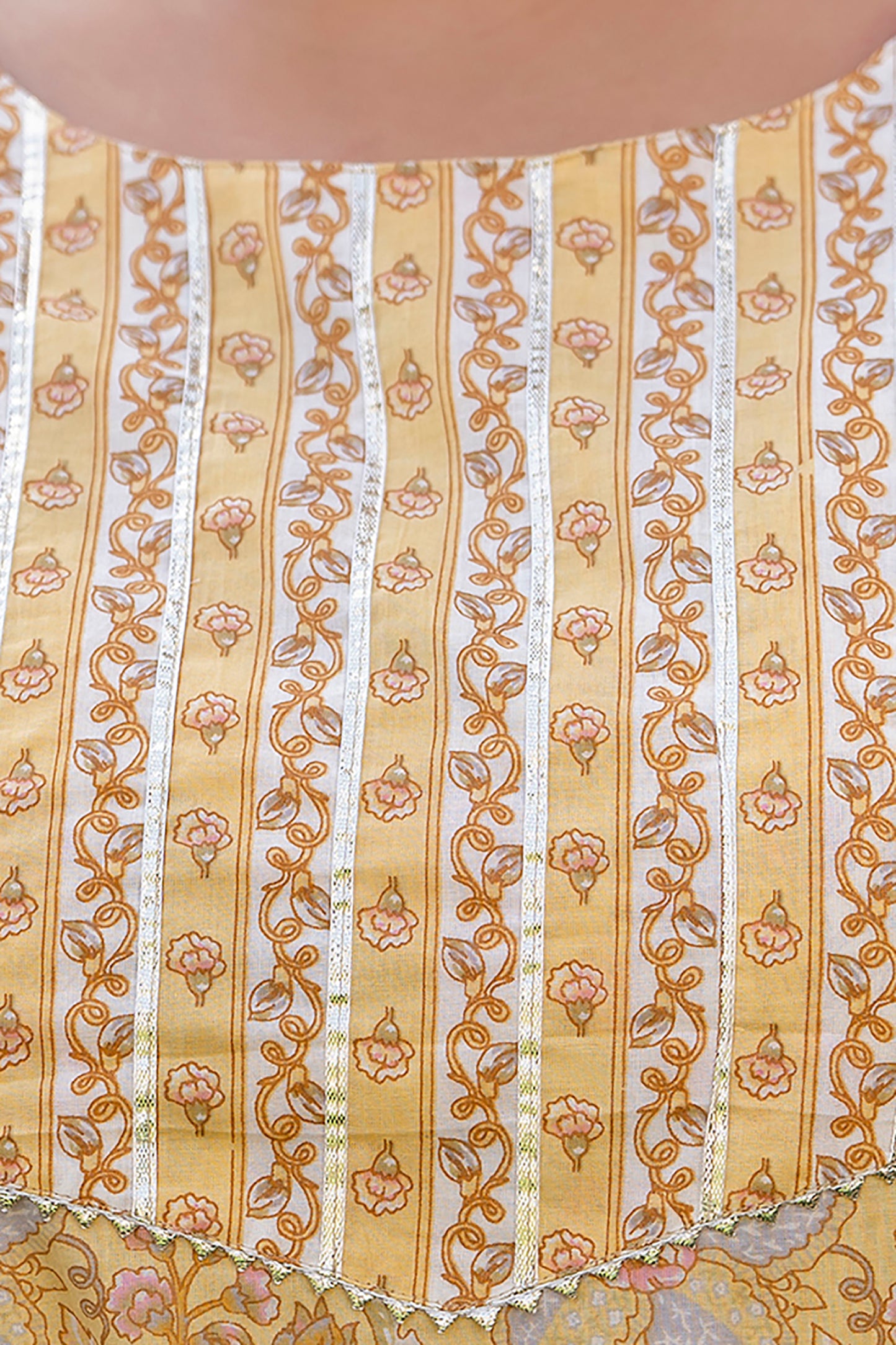 Light yellow Printed Kurta pant Dupatta Set