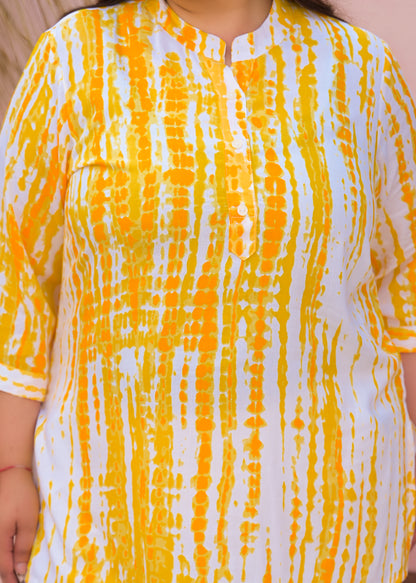 Yellow White Tie-Dye Printed Top