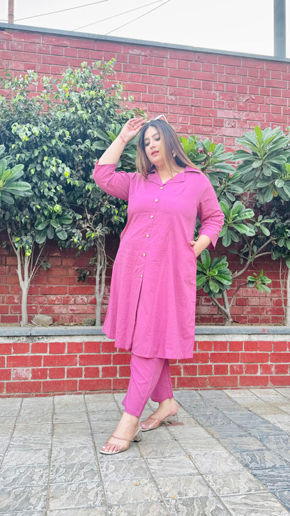 Pink Collared Co-Ord Set