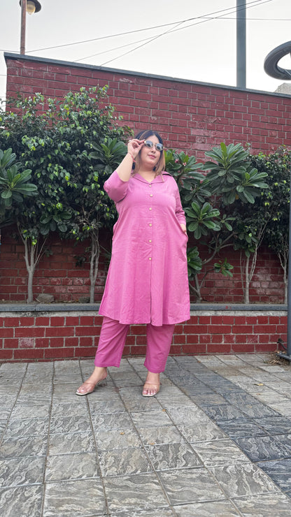 Pink Collared Co-Ord Set