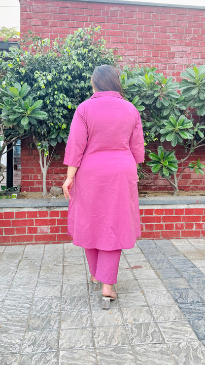 Pink Collared Co-Ord Set