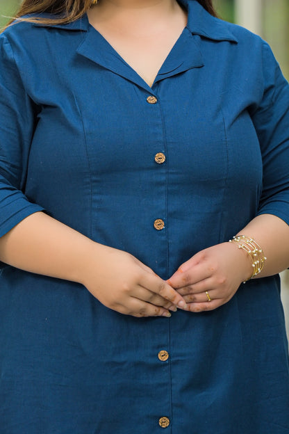 Teal Blue Collared Co-Ord Set