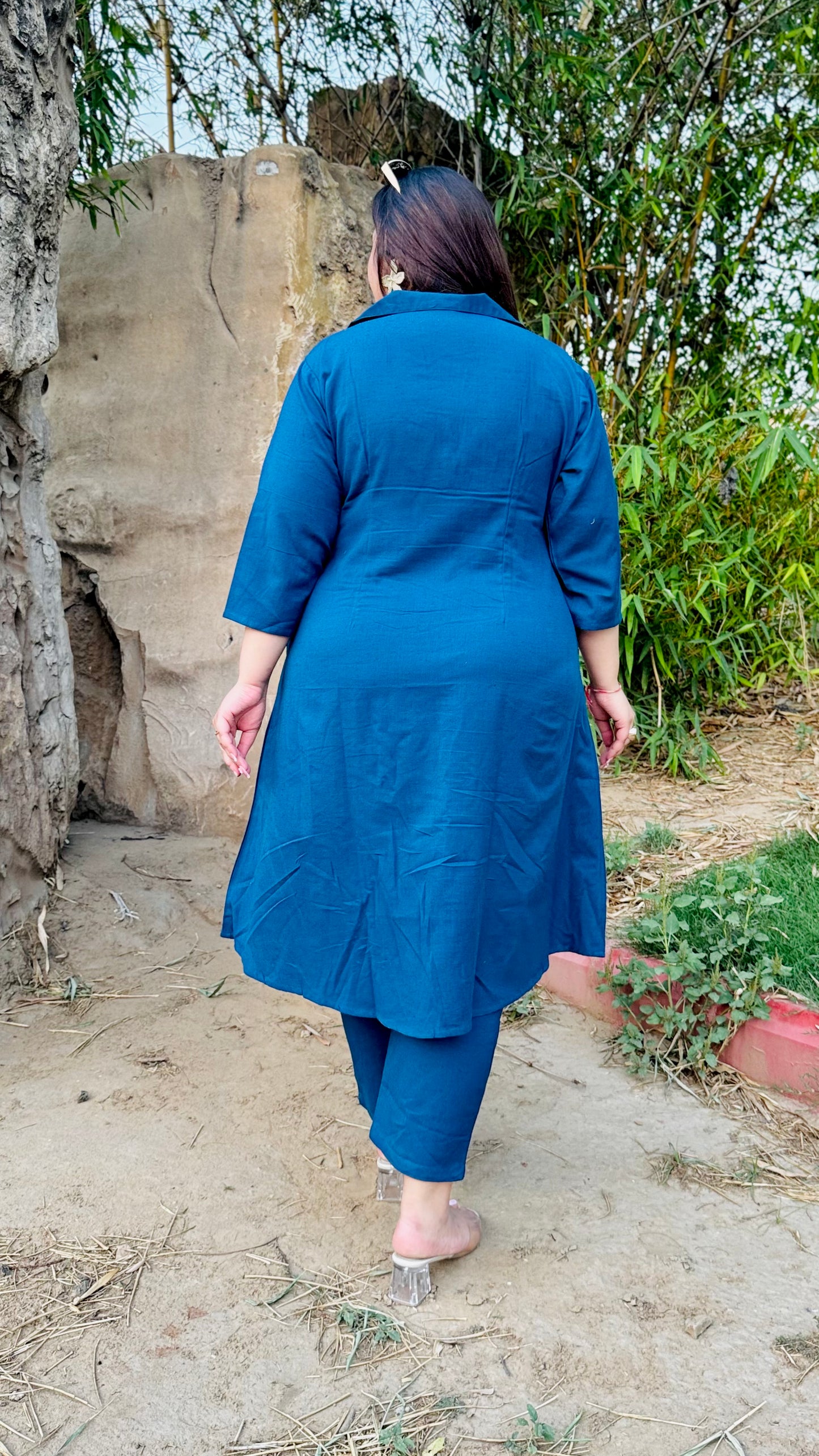 Teal Blue Collared Co-Ord Set