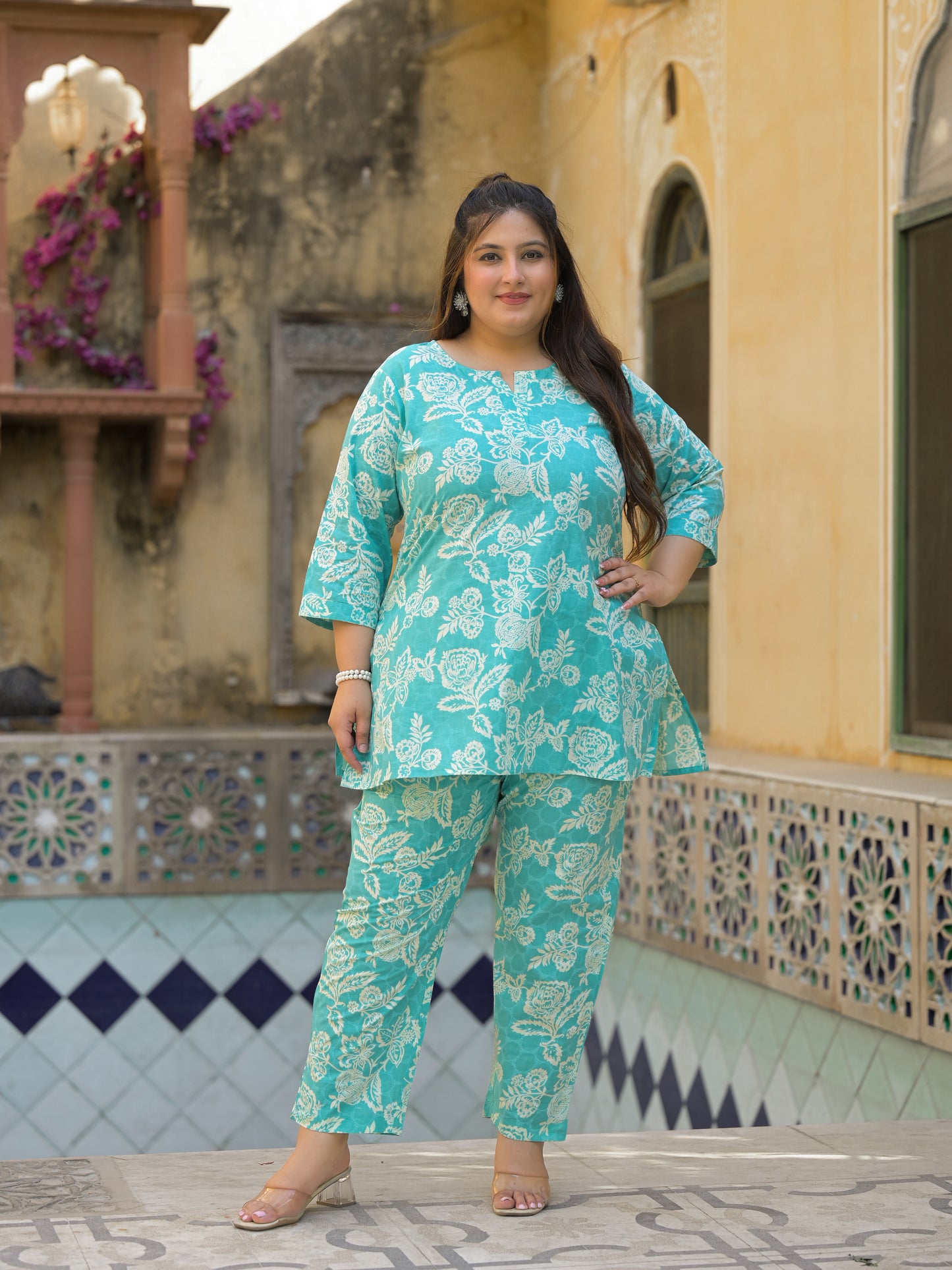 Rama Green Floral Print Pure Cotton Co-Ord Set