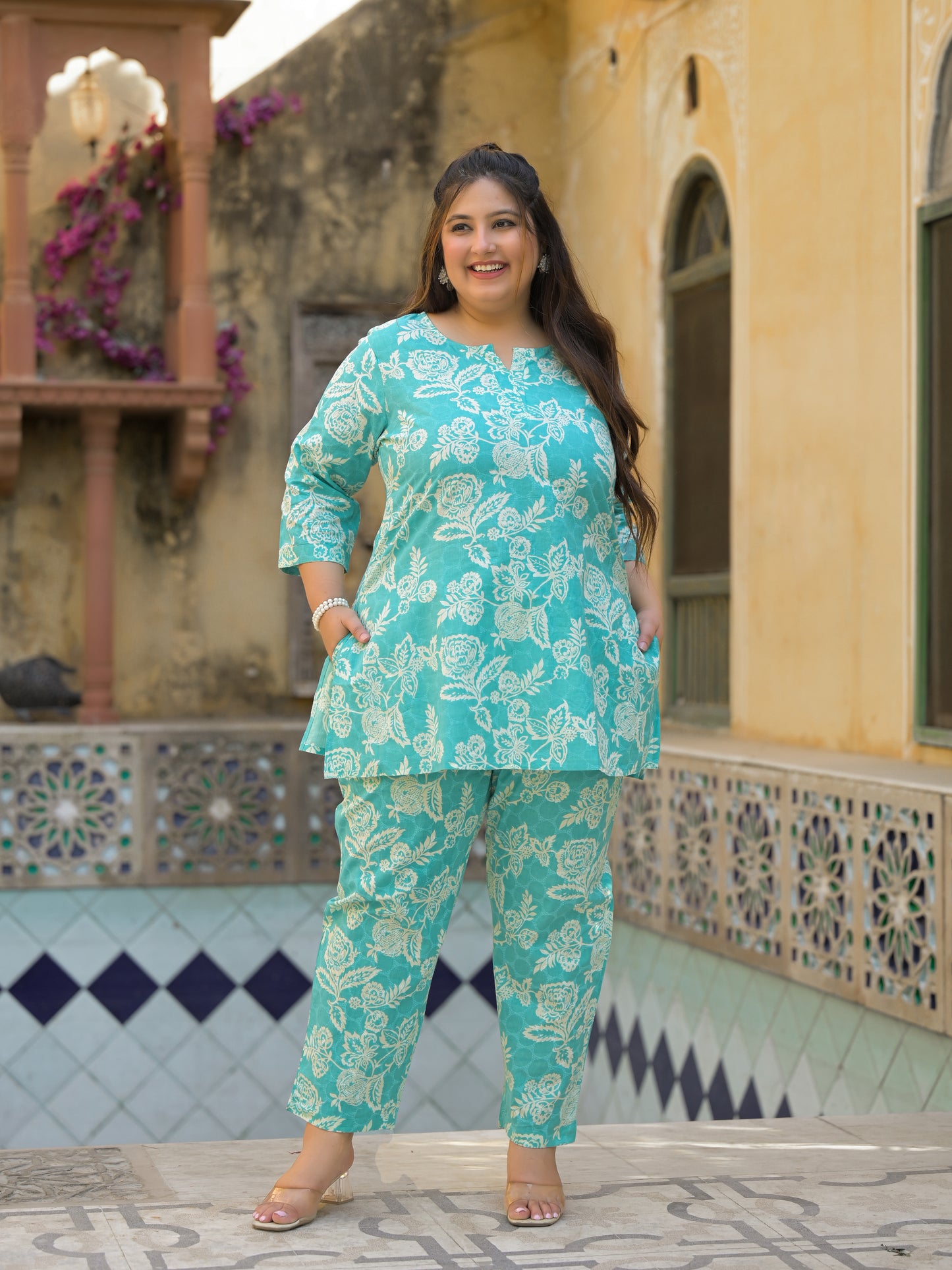 Rama Green Floral Print Pure Cotton Co-Ord Set