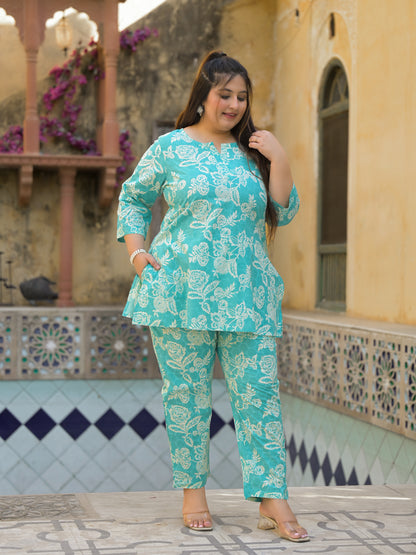Rama Green Floral Print Pure Cotton Co-Ord Set